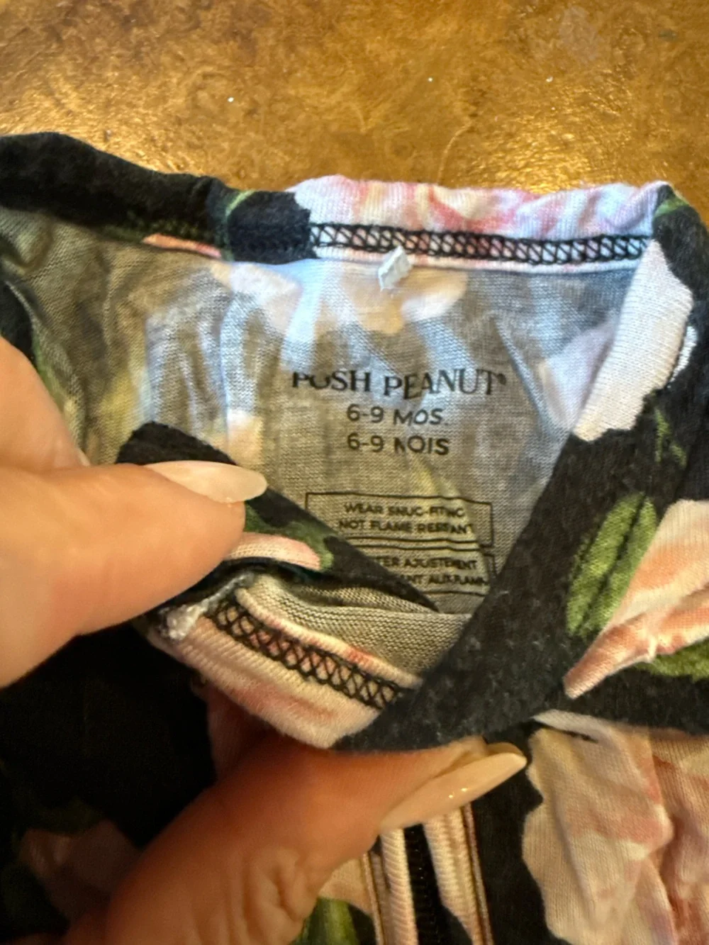 Posh Peanut Rose Floral Convertible Bamboo Footie Pajamas | 6–9 Months